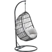 Garden Impressions Fargo wicker hangstoel eivorm carbon black earl grijs