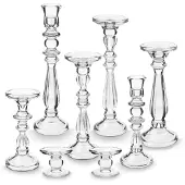 Vtwonen Kandelaar Set van 7 - Kaarsenhouder van Glas - Transparant