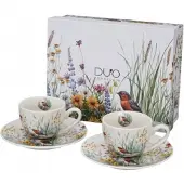Duo Espresso Kopjes met Schotels - 90ml, 2 stuks, Bloem & Vogel Design