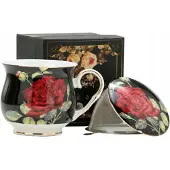 Elegant Porseleinen Theemok met Zeef en Deksel - 480ml - Rozen
