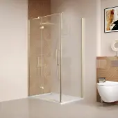 Saniclear Pure douchecabine 120x80cm geborsteld messing - mat goud