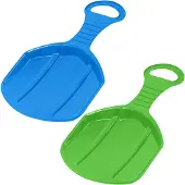 KOTARBAU 2 x Sneeuwschijf, Kunststof, 53x34x3.5 cm, Groen & Blauw, Schotel Slee Plastic, met Handgreep, Rodelen, Sneeuwglijder, Slee, voor Kinderen en Volwassenen, Lichtgewicht en Stevig
