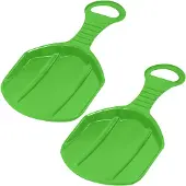 KOTARBAU 2 x Sneeuwschijf, Kunststof, 53x34x3.5 cm, Groen, Schotel Slee Plastic, met Handgreep, Rodelen, Sneeuwglijder, Slee, Bobsleeën, voor Kinderen en Volwassenen,Lichtgewicht en Stevig