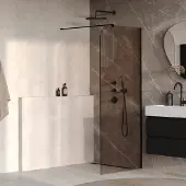 Brauer Orion Inloopdouche 100x200cm Afgerond - Brons Glas - Mat Zwart - Veiligheidsglas - Douche, Douchewanden, Inloopdouche, Vaste Wand - 8721357901520