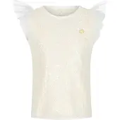 Le Chic T-shirt wit gehaakt Meisjes Katoen Ronde hals Effen - maat 98 - pailletten