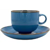 Alumina Merkloos Rustieke Blauwe Mok met Schotel - 250 ml