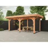 Westwood Douglas overkapping, 600 x 300, met achterwand en zijwand, Vrijbutier Basic