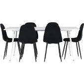 Ebuy24 Silar eethoek tafel 90x180cm en 6 velours stoelen wit.