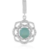 Cavill - Zilveren Hanger Geplatineerd - 0,77 ct Grandidieriet & 32 Zirkonia’s - 925 Sterling Zilver - Elegant Modern Design - 26x14 mm