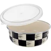Orion Geëmailleerde kom met deksel, schaakbordpatroon, 17 cm, 1 l