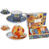 CARMANI 2-delige Kop en Schotel Set - Van Gogh Zonnebloemen & Iris ()