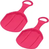 KOTARBAU 2 x Sneeuwschijf, Kunststof, 53x34x3.5 cm, Roze, Schotel Slee Plastic, met Handgreep, Rodelen, Sneeuwglijder, Slee, Bobsleeën, voor Kinderen en Volwassenen,Lichtgewicht en Stevig