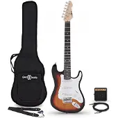 Gear4Music 3/4 LA Electric Guitar Sunburst Mini Guitar Amp Pack