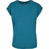 Urban Classics T-shirt - Ladies Extended Shoulder Tee - M tot 4XL - voor Vrouwen - groen - Maat L