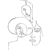 Karo-art Poster - Line Art Vrouwen, Premium Print, Lijnenspel