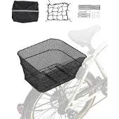 Vevor Achterfietsmand 39x31x21 cm, draadgaasmand met bagagenet en hoes, bagagedrager, past op de meeste bagagedragers, montagemateriaal inbegrepen