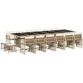 vidaXL 17-delige Tuinset met kussens poly rattan beige