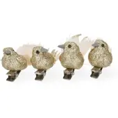 Décoris Vogel kerst ornament | (Goud, Clips)