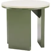 Oviala - Ronde salontafel met houtlook 50 cm diameter olijfgroen - Bonny