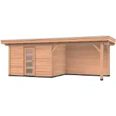 Westwood Douglas overkapping, 750 x 300, met schuur en achterwand, Vrijbuiter Basic