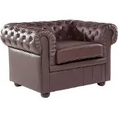 Beliani CHESTERFIELD - Chesterfield fauteuil - Bruin - Leer
