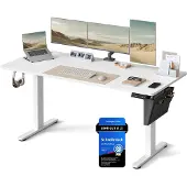 Songmics Elektrisch in Hoogte Verstelbaar Bureau - Stijlvol, Stil & Ergonomisch, mat wit / 70T x 160B x (72-120)H cm