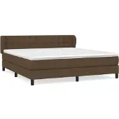 vidaXL Boxspring met matras stof donkerbruin 180x200 cm