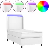 vidaXL Boxspring met matras en LED kunstleer wit 100x200 cm