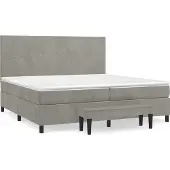 vidaXL Boxspring met matras fluweel lichtgrijs 200x200 cm
