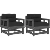 vidaXL - Tuinstoelen - 2 - st - met - kussens - massief - grenenhout - grijs