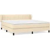 vidaXL Boxspring met matras stof crèmekleurig 160x200 cm