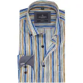 Casa Moda overhemd button-down collar gestreept blauw wijde fit