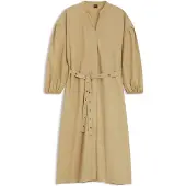 BOSS Dames Bruine Dellys jurk (34), Casual, Katoen, Klassiek, Lange mouwen 50559266