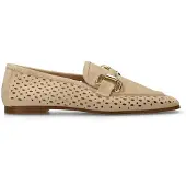 Manfield Beige leren loafers met gouden chain | Maat 38