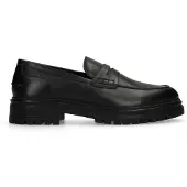 Manfield Zwarte chunky leren loafers | Maat 40