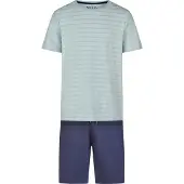 Phil&Co. Pyjama kort ' Classic ' blauw / lichtgroen