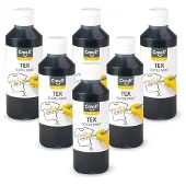 Creall Textiel- & Stoffenverf - Zwart - 6 x 250 ml - Machine wasbaar na fixatie - Voor T-shirts, jeans, schoenen, stoffen tassen, meubels en auto-interieurs/hemelbekleding