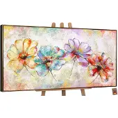YS Canvas schilderij groot handgeschilderd prachtige bloemen botanisch – -Art Gallery – Luxe wanddecoratie voor woonkamer – Modern schilderij voor slaapkamer en hal
