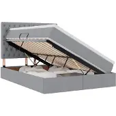 vidaXL LED opbergbed met matras Lichtgrijs 140 x 190 cm Stof