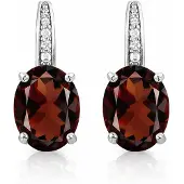Cilla Jewels 925 Zilveren Oorbellen met Grote Rode Garnet Steen