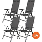 Hartman Set van 4 - verstelbare aluminium tuinstoel Roma