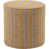 Woood Sarli Poef Hoog Dessin - Chenille - Taupe/Geel - 46x46x46