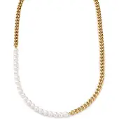 Lucleon Ocata | Ketting met Goudkleurige Gourmet Schakels en Parels