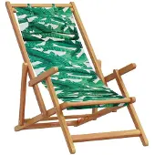vidaXL Opvouwbare stoel met bladmotief, gemaakt van massief eucalyptus hout en stof