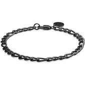 Lucleon Essentials | 6 mm Gunmetal Zwarte Armband met Figaro Schakels