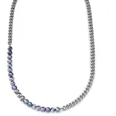 Lucleon Ocata | Ketting met Zilverkleurige Gourmet Schakels en Zwarte Parels