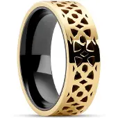 Lucleon Hyperan | 8 mm Goudkleurige Titanium Ring met Patroon