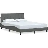 vidaXL Bedframe zonder matras "Hanko" stof donkergrijs 140x200 cm