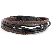 Lucleon Leren Roy Armband in Zwart & Bruin