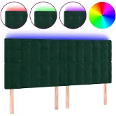 vidaXL Hoofdbord LED 160x5x118/128 cm fluweel donkergroen